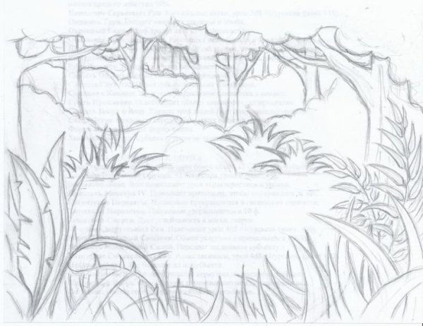 Весенний пейзаж в графике