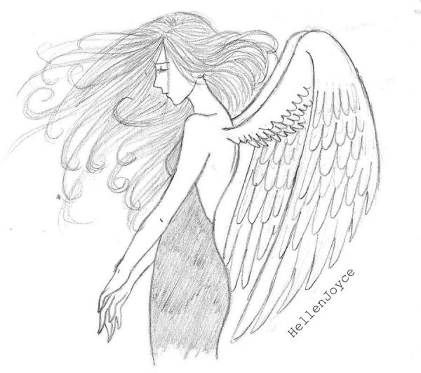 Рисунок девушки ангела для срисовки