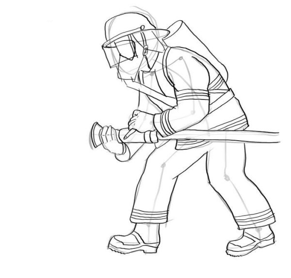 Пожарный рисунок карандашом