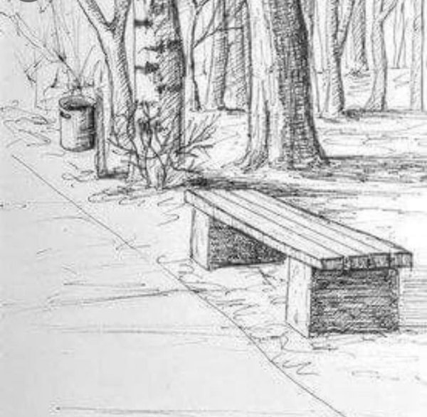 Осенний пейзаж рисунок карандашом