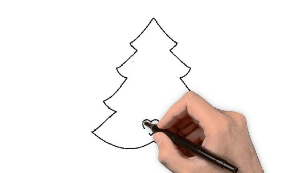 Пошаговое рисование ели