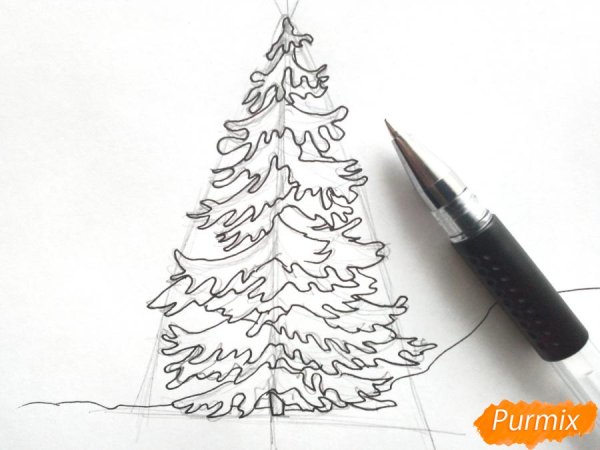 Новогодняя елка карандашом