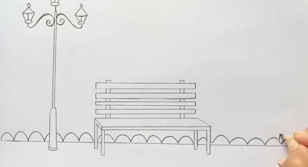 Лавочка карандашом простая