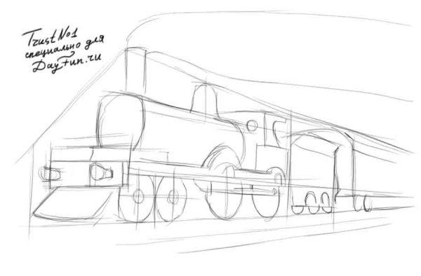 Поэтапное рисование поезда