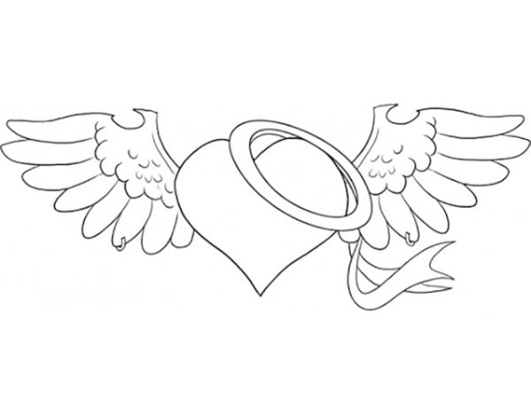 Рисунки карандашом сердце с крыльями