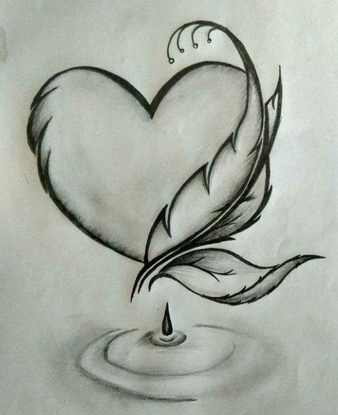 Красивое сердце рисунок карандашом
