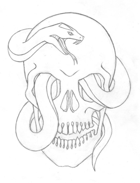 Череп простым карандашом