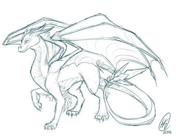 Дракон рисунок карандашом