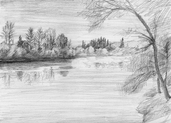 Пейзаж рисунок карандашом