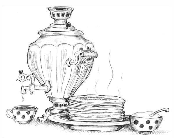 Масленица рисунок карандашом