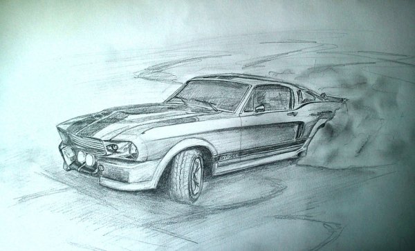 Мустанг карандашом для срисовки