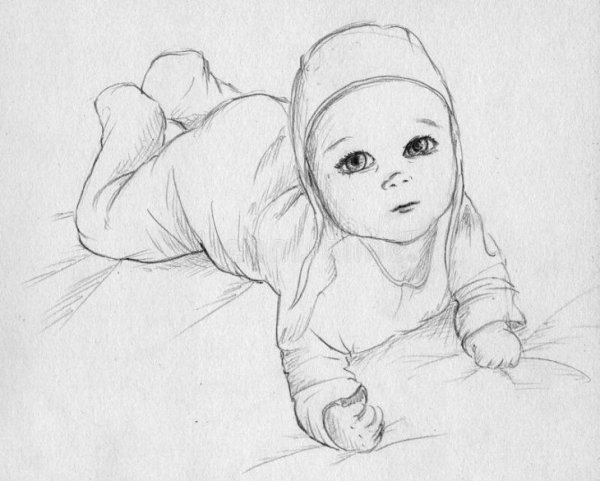 Малыш рисунок карандашом