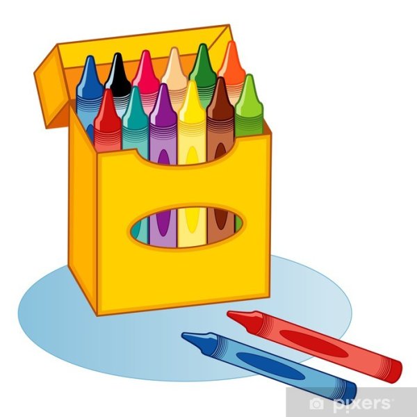 Коробка цветных карандашей на прозрачном фоне