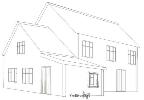Нарисовать двухэтажный дом