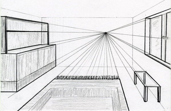 Перспектива комнаты сбоку