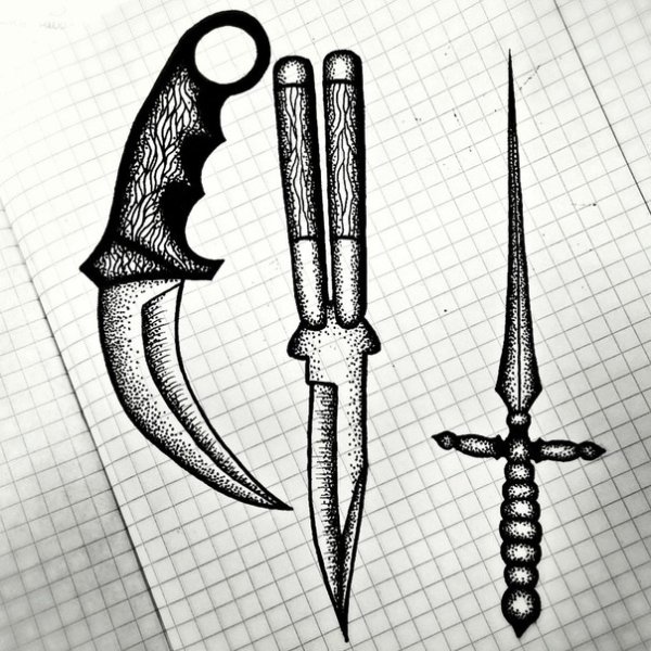 Нож бабочка эскиз