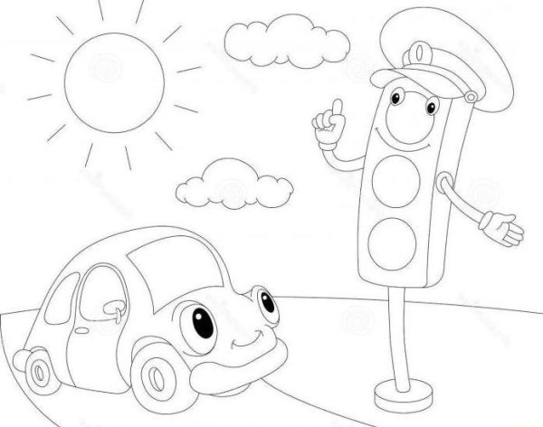 Светофор раскраска