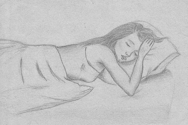 Рисунок спящей девушки