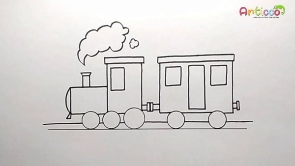 Паровоз рисунок карандашом