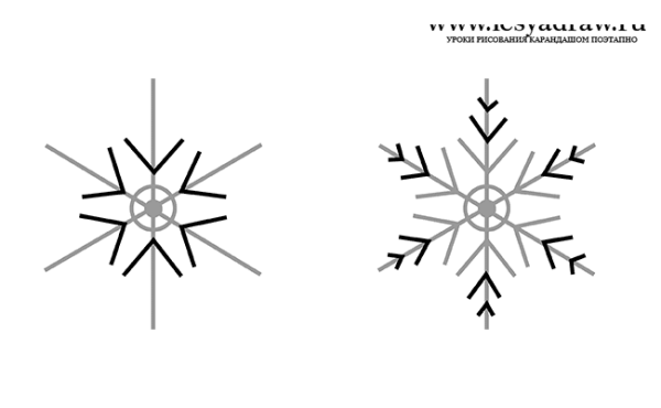 Схемы рисования снежинок для детей