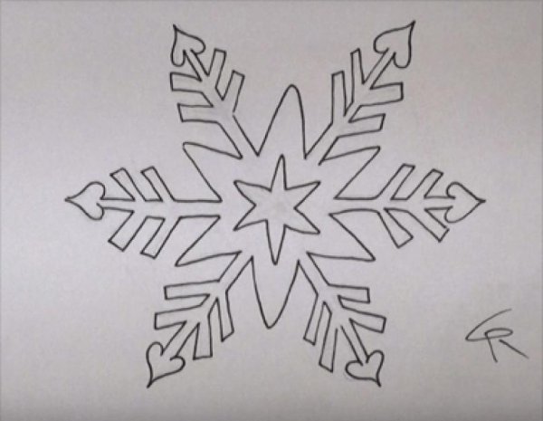 Снежинки карандашом