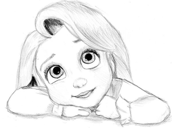 Принцесса Рапунцель для срисовки