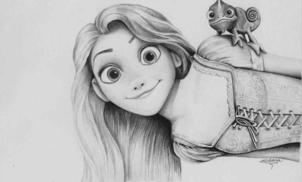 Лёгкие рисунки Рапунцель