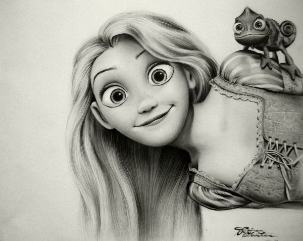 Рапунцель рисунок карандашом лёгкие
