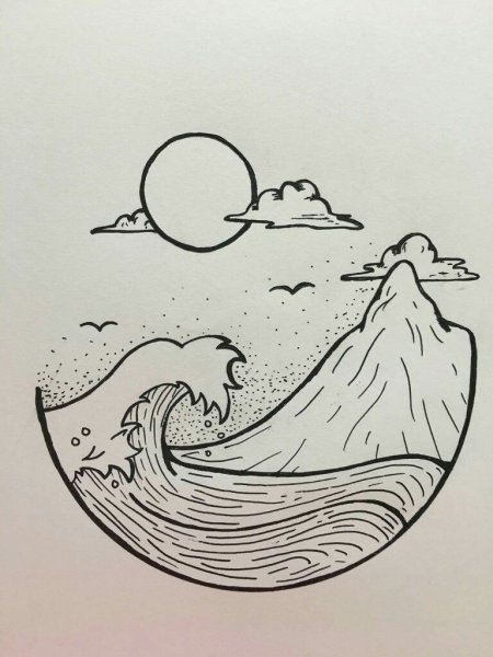 Рисунки моря карандашом для срисовки