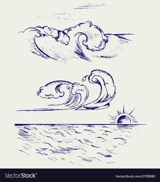 Волны рисунок карандашом