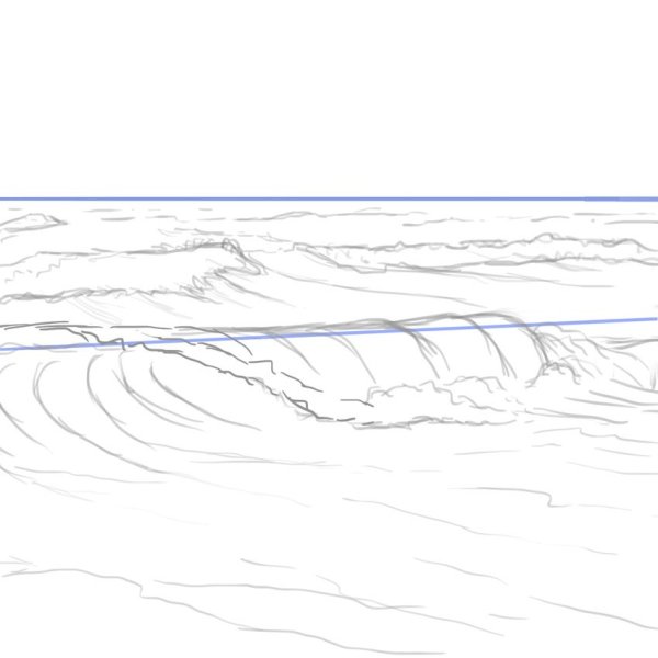 Поэтапное рисование волн