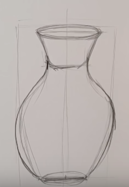 Ваза с цветами рисунок легкий