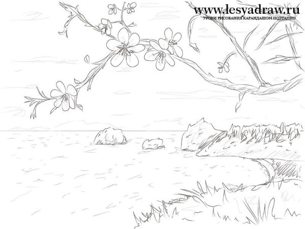 Рисунок ранняя Весна карандашом для срисовки