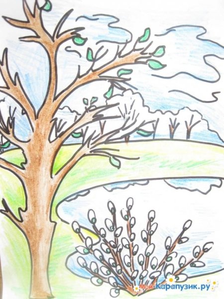 Пейзаж набросок для детей
