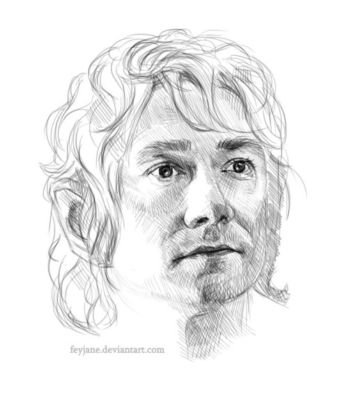 Бильбо Бэггинс портрет карандашом