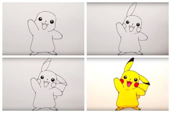 Пикачу рисунок фломастерами