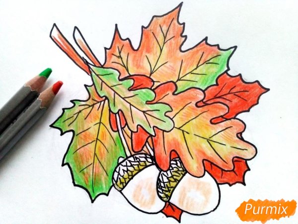 Осенний пейзаж рисунок карандашом