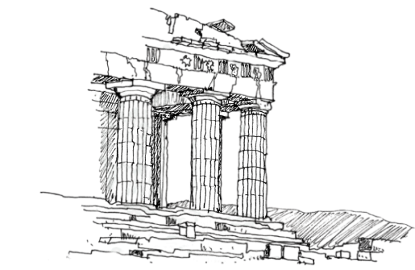 Древнегреческий храм Парфенон раскраска