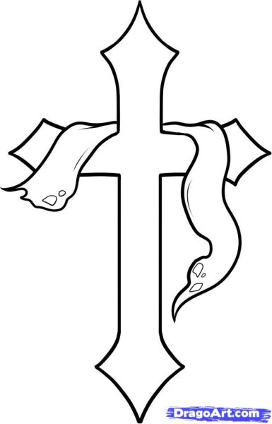 Эскиз тату роза с крестом