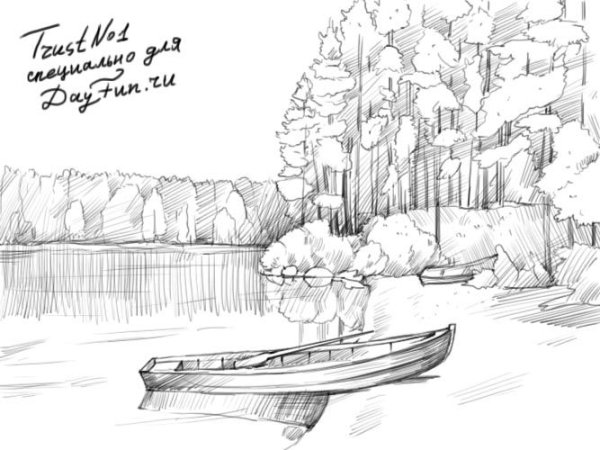 Рисунки карандашом природа