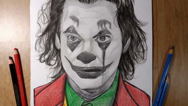 Джокер рисунок карандашом Хоакин Феникс