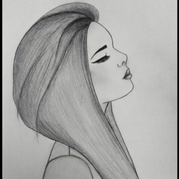 Девушка карандашом