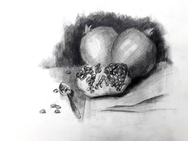 Фрукты углем