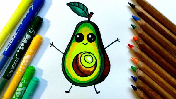 Авокадо простым карандашом