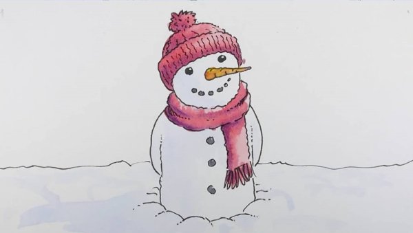 Рисунок снеговика для срисовки