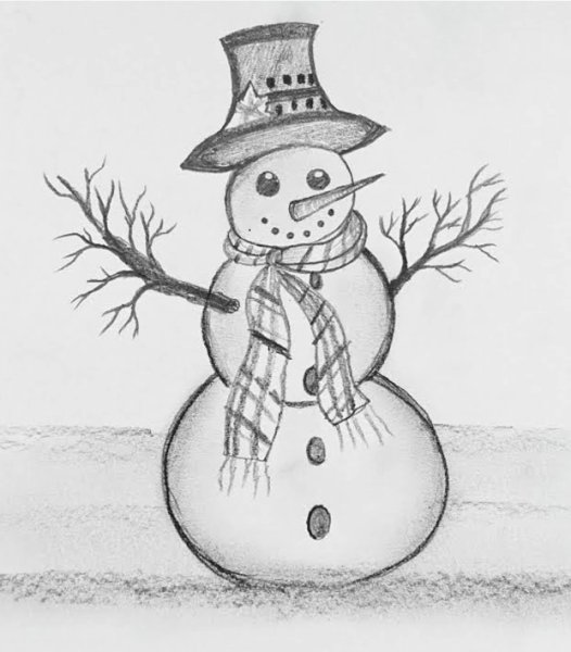 Снеговик карандашом