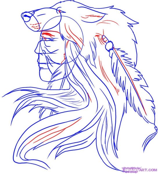 Индеец рисунок карандашом