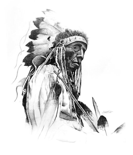 Силуэт индейца с перьями