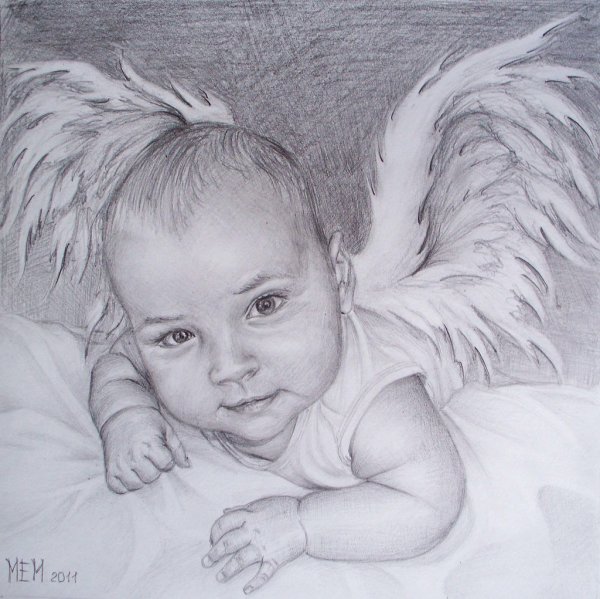 Рисунок ангела с крыльями для детей