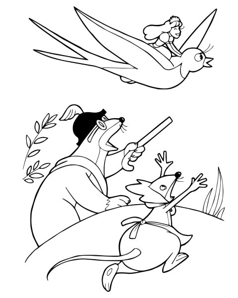 Андерсен Дюймовочка раскраска для детей